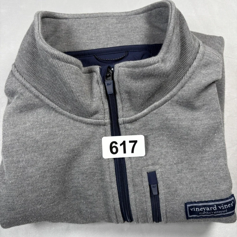 Vineyard Vines Vest Men XXL Gray Saltwater Full Zip Fleece 1K005096